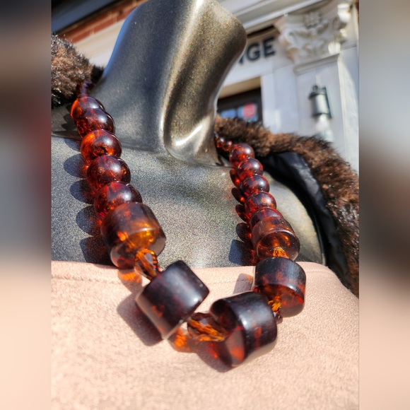 ✨️Chunky Vintage Brown Lucite Necklace - Tortoiseshell✨️ - Picture 15 of 15